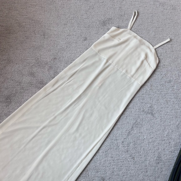 Vintage 90s Ivory Minimalist Slip Dress Maxi Bridal XS S Handmade - Picture 10 of 13